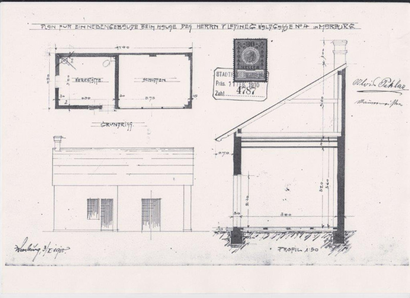 The construction plan of the house and the workshop, Source: Regional archives Maribor